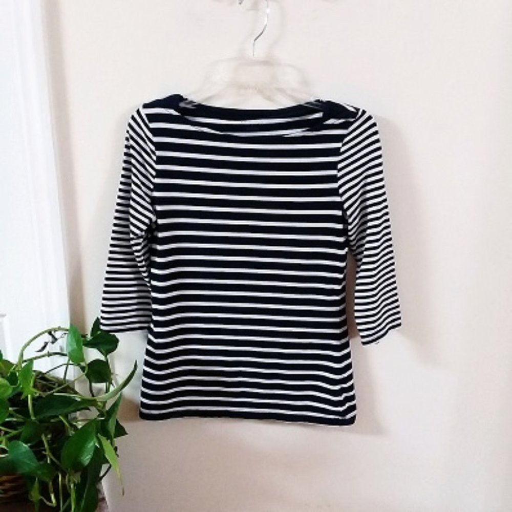 Merona Navy and White Stripe Boatneck Blouse